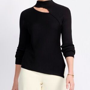 Black Asymmetrical Cutout Women's Sweater